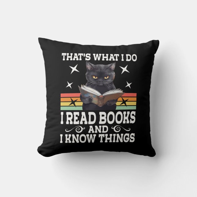 Coussin Retro Cat Livres Le Lecteur Halloween Lecture Cade (Recto)