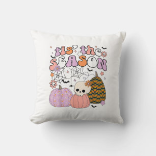 Coussin Retro C'Est La Saison Citrouille Halloween Crâne P