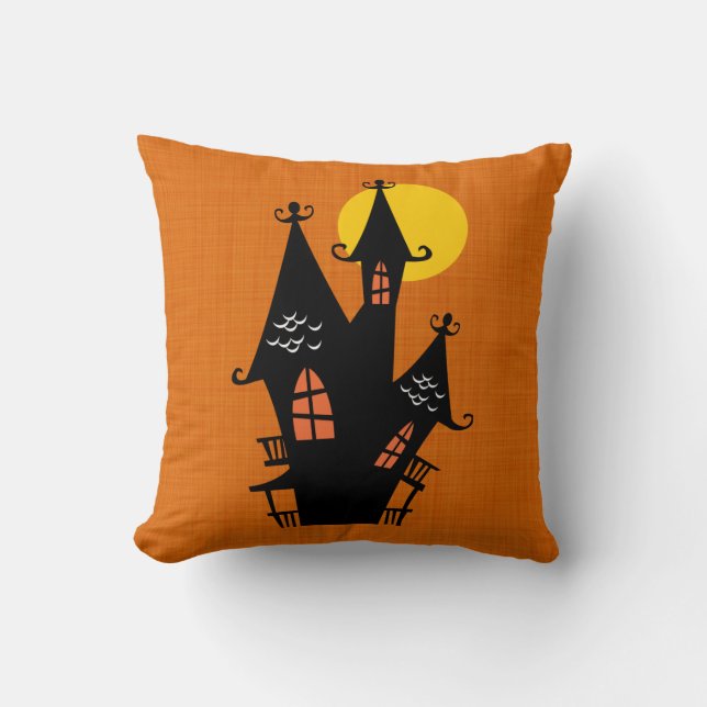 Coussin Rétro Chambre hantée par Halloween (Recto)