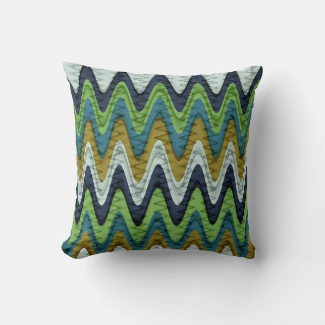 Coussin Retro Chevron et Wavy Stripes Motif 2 (Recto)