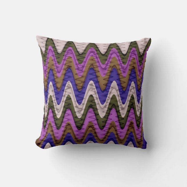 Coussin Retro Chevron et Wavy Stripes Motif 3 (Recto)