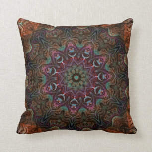 Coussin Retro Chic Joli bleu marine Floral perse mandala
