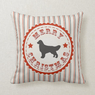Coussin Rétro chien de golden retriever de Joyeux Noël