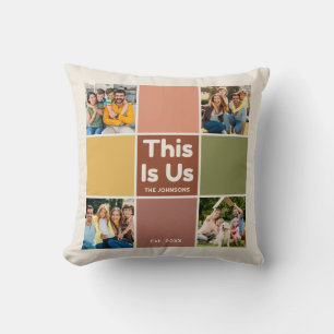 Coussin Retro Color Block This Is Us Quote 4 Photo Collage