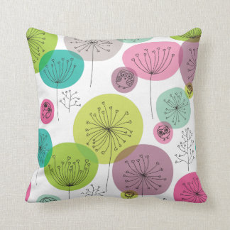 Coussin Rétro conception de fleur de motif de hibou mignon