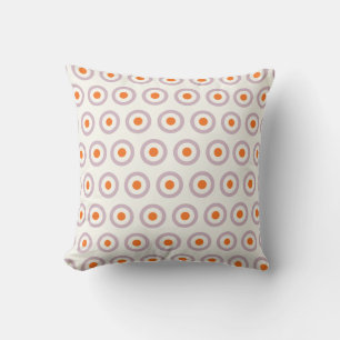 Coussin Rétro conception de point pourpre et orange de