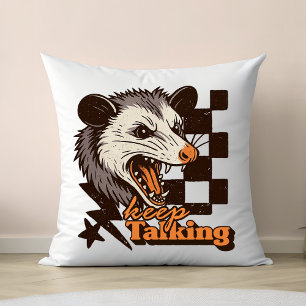 Coussin Retro Continue Talking Feral Possum : Animal sauva
