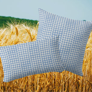 Coussin Retro Country Vintage Bleu Blanc Gingham à carreau
