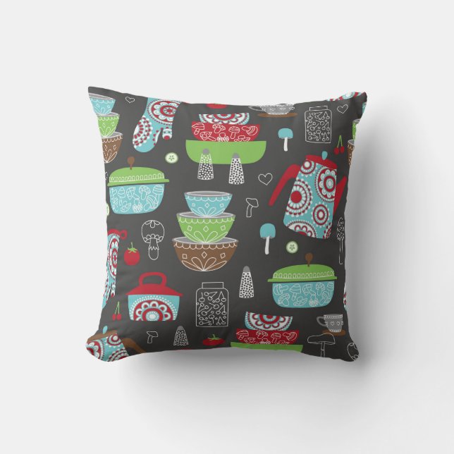 Coussin Rétro cuisine Pyrex et illustration de motif de (Recto)