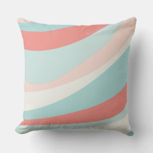 Coussin Retro d'été décor maison turquoise et corail