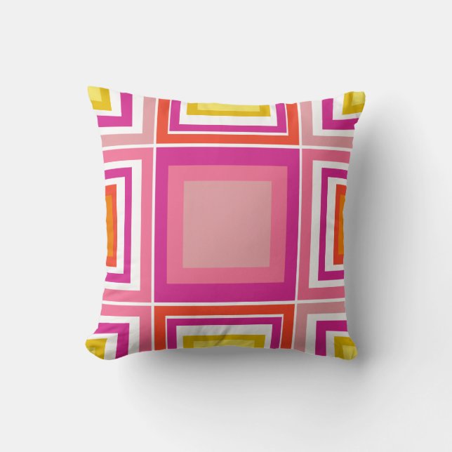 Coussin Rétro d'impression géométrique rose (Recto)
