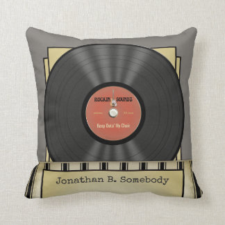 Coussin Rétro disque vinyle drôle de roche