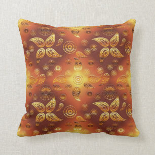Coussin Rétro d'or floral de Bohème