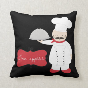 Coussin Rétro fève rouge et blanche noire Appetit de chef