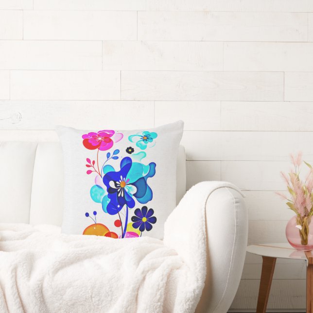 Coussin Rétro Fleur Florale Abstraite Fluides Psychedeliqu (Canapé)
