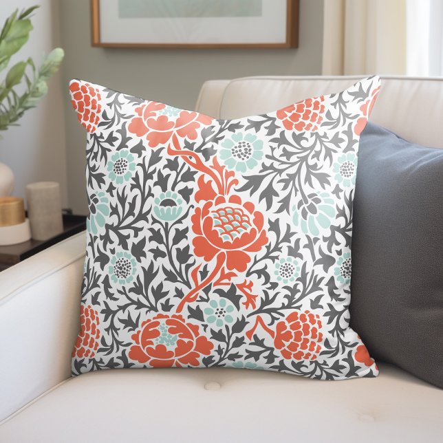 Coussin Retro Floral Damask (Créateur téléchargé)