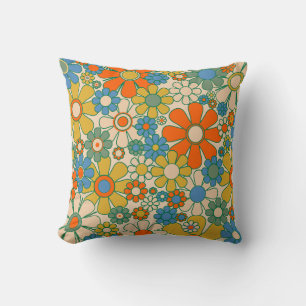 Coussin Retro Garden Floral 60s les années 70 Motif