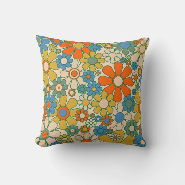 Coussin Retro Garden Floral 60s les années 70 Motif (Recto)