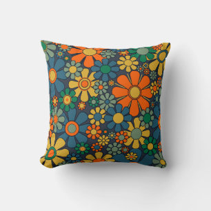 Coussin Retro Garden Super Floral 60s les années 70 Motif