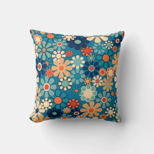 Coussin Retro Garden Super Floral 60s les années 70 Motif