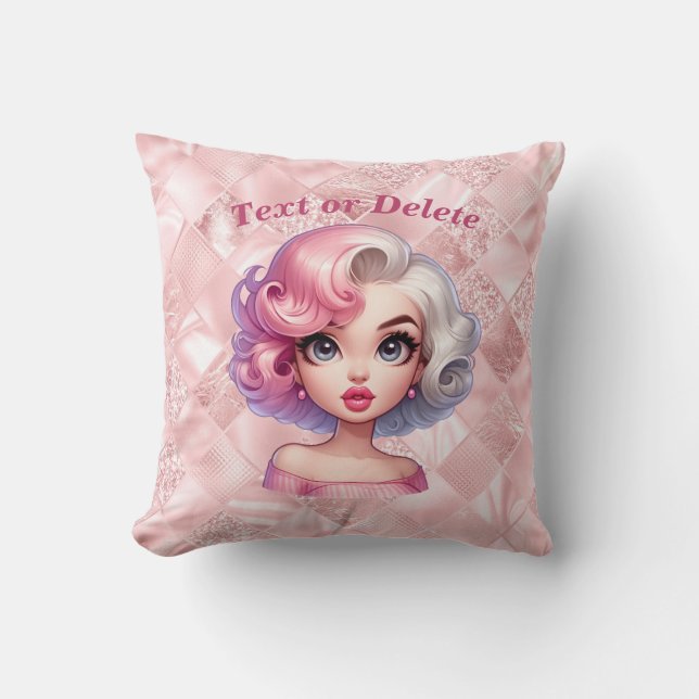 Coussin Retro Glamor Girl Animée mignonne Cartoon Beauté (Recto)