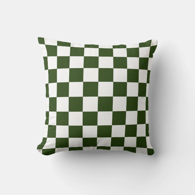 Coussin Retro Green White À damiers Motif des années 60 (Recto)