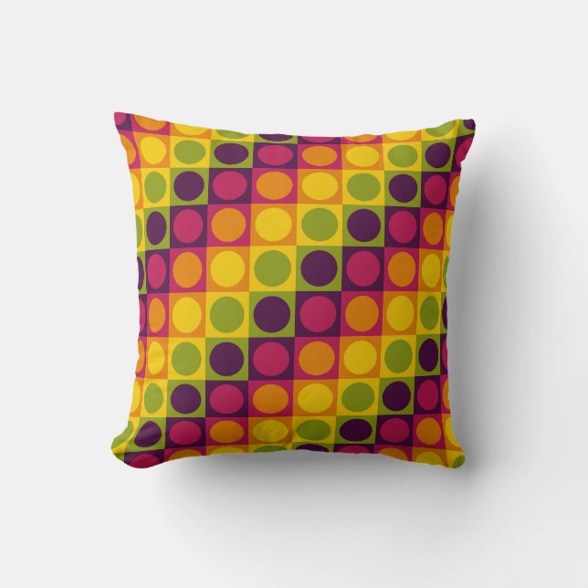 Coussin Retro Grid Polka Play (Recto)