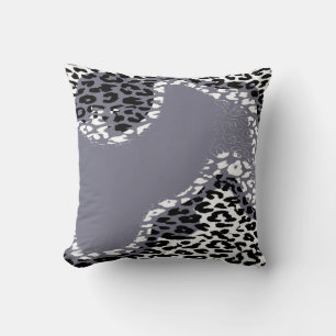 Coussin Retro Gris Empreinte de léopard et design moderne