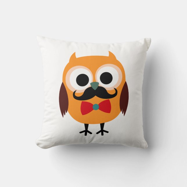 Coussin Rétro hibou avec la moustache de moustache de (Recto)
