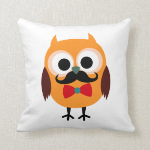 Coussin Rétro hibou avec la moustache de moustache de