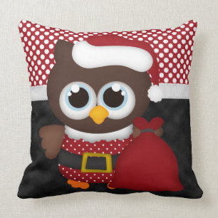 Coussin Rétro hibou fait sur commande de Noël