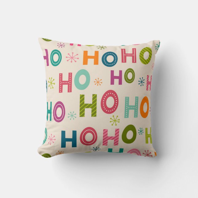 Coussin Retro Ho Ho Ho Christmas Accueil Décor Jeter Oreil (Recto)
