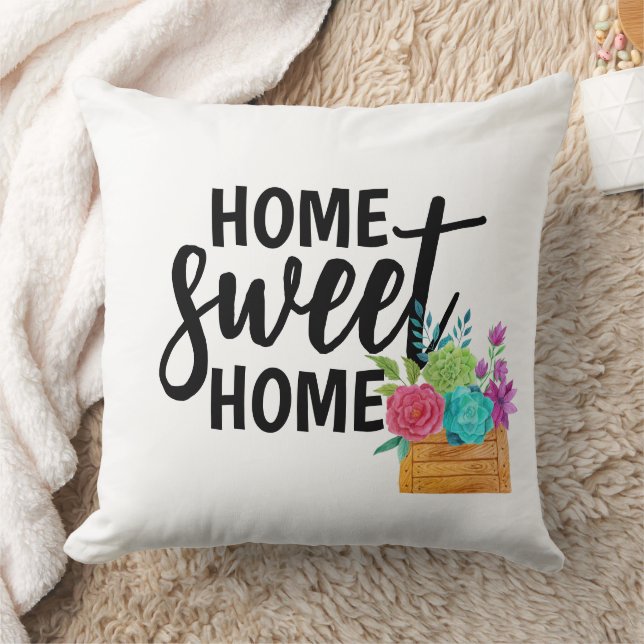 Coussin Retro Home Sweet Home Boho Fleurs sauvages (Couverture)