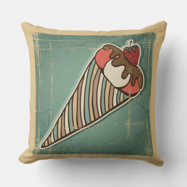 Coussin Rétro illustration de crème glacée (Recto)