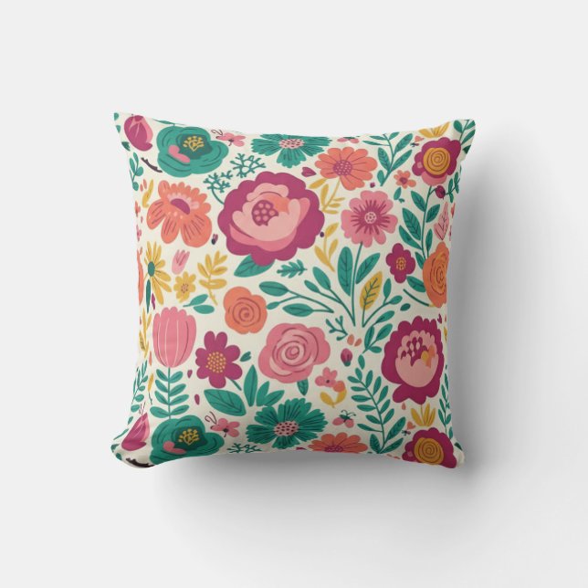 Coussin Retro Jardin Fantaisie (Recto)