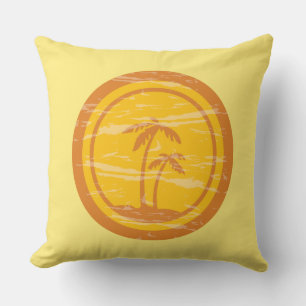 Coussin Rétro Jaune & Orange La vie est meilleure à la pla