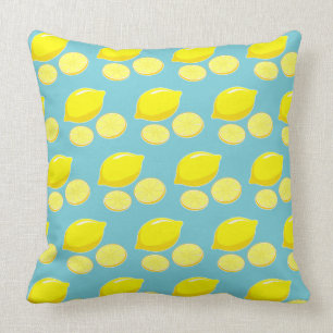 Coussin Rétro jaune vintage de motif de tranches de
