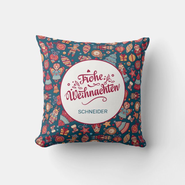 Coussin Rétro Joyeux Noël Personnalisé (Recto)
