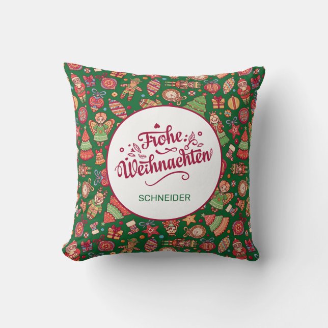 Coussin Rétro Joyeux Noël Personnalisé (Recto)