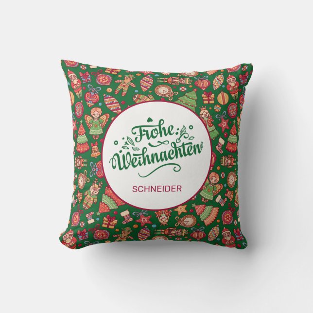 Coussin Rétro Joyeux Noël Personnalisé (Recto)