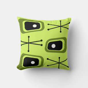 Coussin Retro l'âge de l'espace atomique Chartreuse