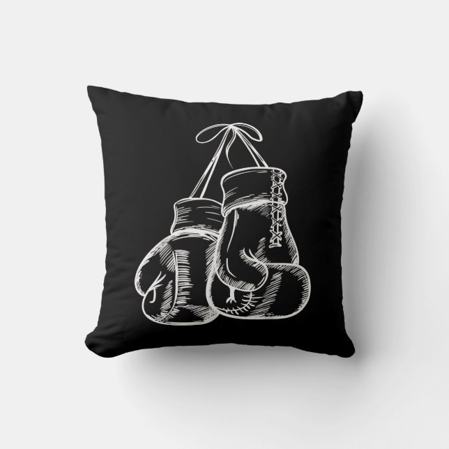 Coussin Retro Love White Boxer Gants Cadeaux Boxer Cadeau (Recto)