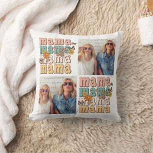 Coussin Retro Mama Photo Collage personnalisé Cadeau de la