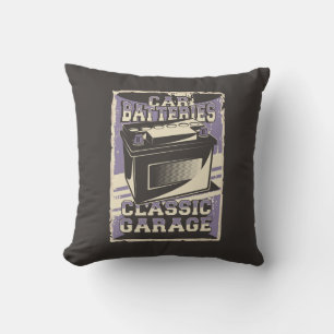 Coussin Retro Man Cave Classic Automotive-Batterie Jeu Pi