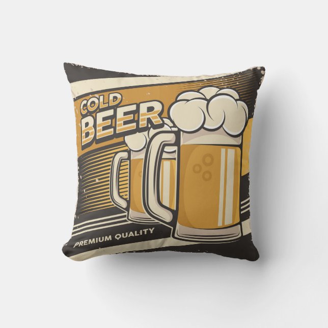 Coussin Retro Man Cave Classic Deux-Froid Beer Jeu d'oreil (Recto)