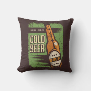 Coussin Retro Man Cave Classic -Green Cold Bottle Bière La