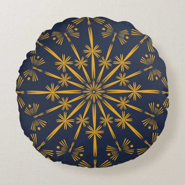 Coussin Retro Mandala Midnight Round (Devant)