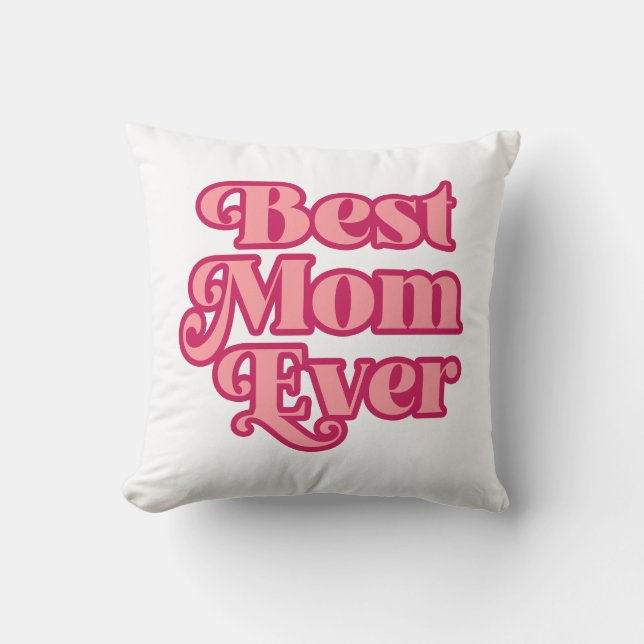 Coussin Retro Meilleure maman jamais rose Super Mère's Day (Recto)
