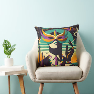 Coussin Rétro milieu du siècle années 60 Mardi Gras The Sm