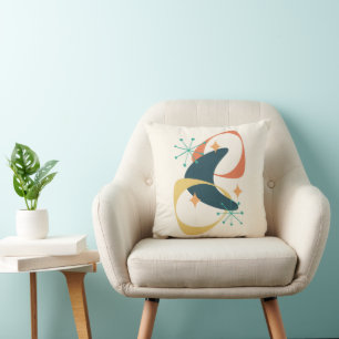 Coussin Rétro Milieu du Siècle Atomique Espace Âge 20 Char